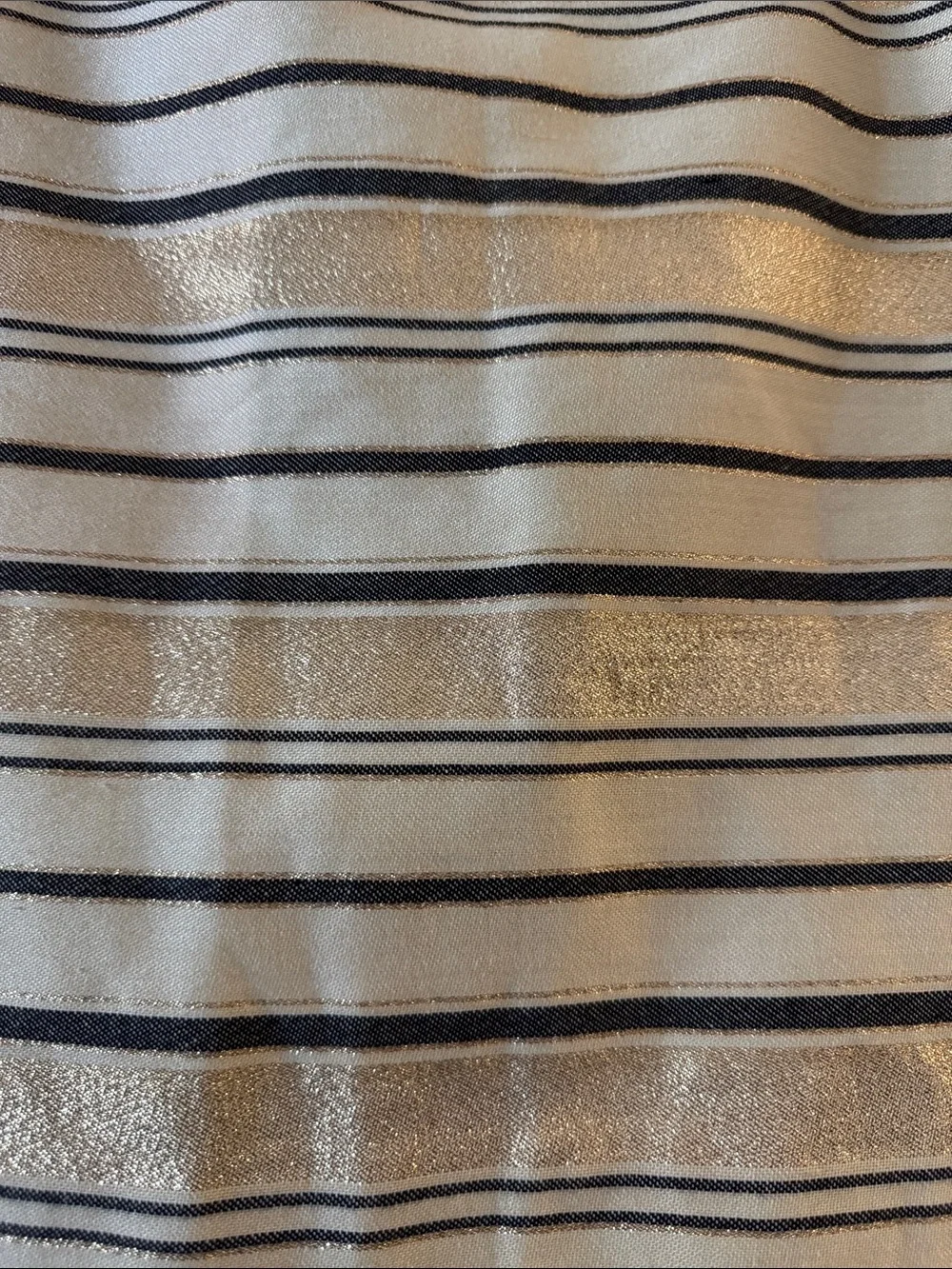 J. Crew Cream Mini Skirt with Navy Gold Stripes Size 10
